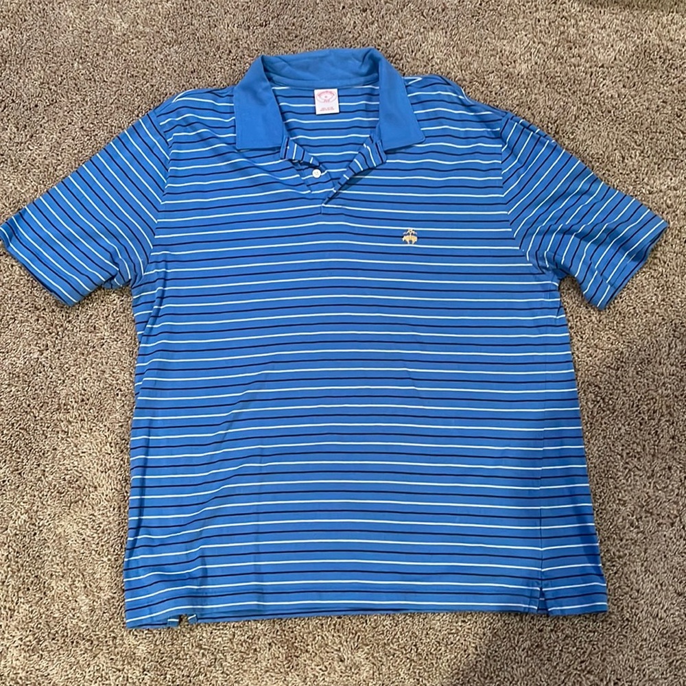 Brooks Brothers, super soft cotton striped polo with gold logo
